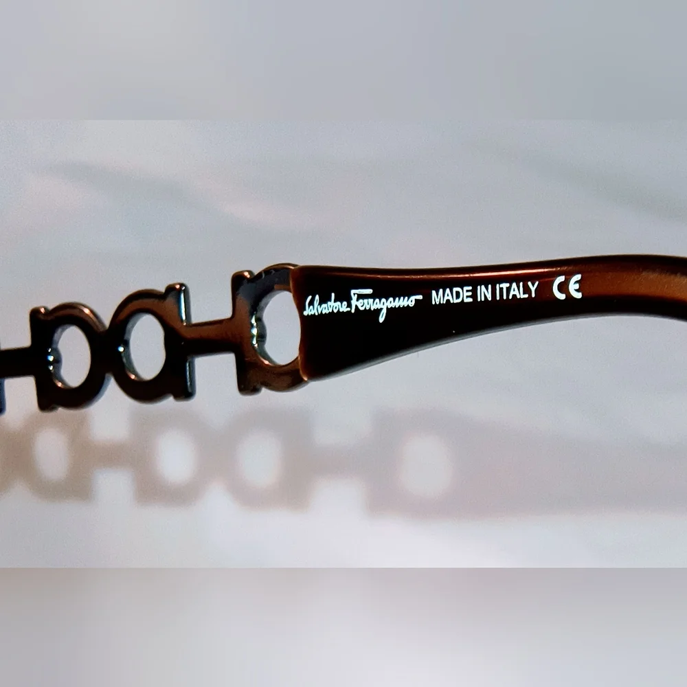 FERRAGAMO - Salvatore Ferragamo Brown Sunglasses with Muted Silver Frames & Case